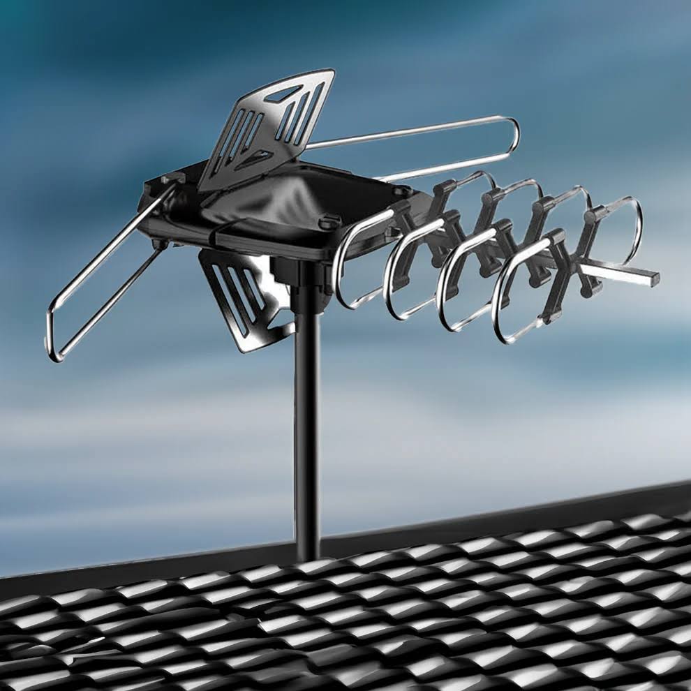 HD TV Outdoor Antenna 360° Rotating with Mounting Pole, Digital Channels, Long Range, Weather-Resistant | Sansoti