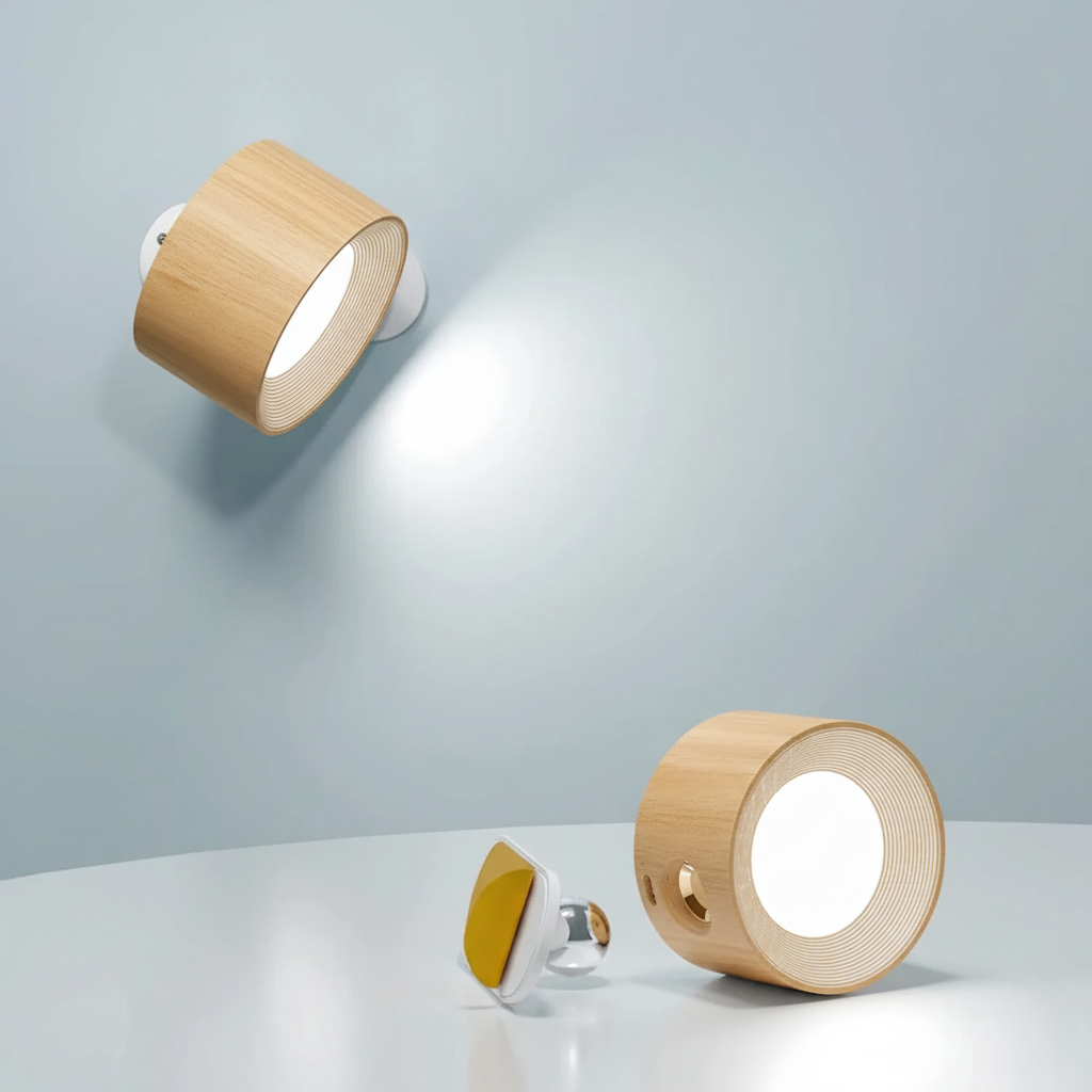Wireless Rechargeable & Dimmable Wall Lamp with 360° Rotation – Compact Touch-Control Night Light | Sansoti