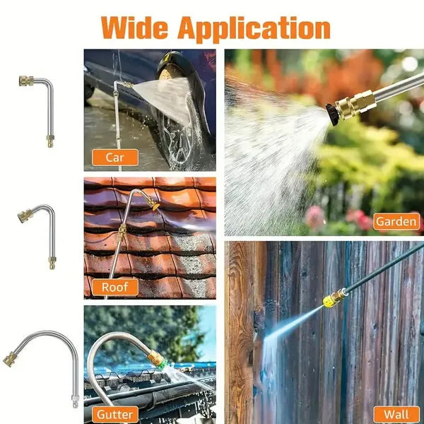Telescopic Pressure Washer Lance 7.3 m Reach Brass Stainless Steel 4000 PSI with Color-Coded Nozzles | Sansoti
