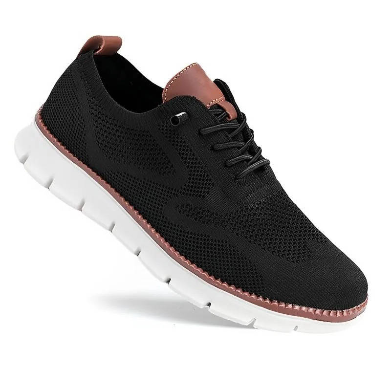 Orthopädischer Herrenschuh, leicht, gestrickt, atmungsaktiv, Schwarz, Beige, Blau, Business, Casual, komfortabel zum Spazierengehen | Sansoti