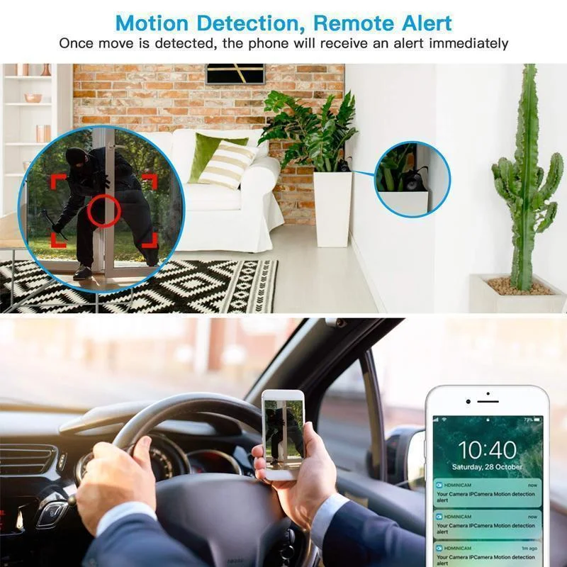 Compact 1080p WiFi Security Camera with Magnetic Mount, Night Vision, 150° Viewing Angle, App Control, Indoor and Outdoor | Sansoti