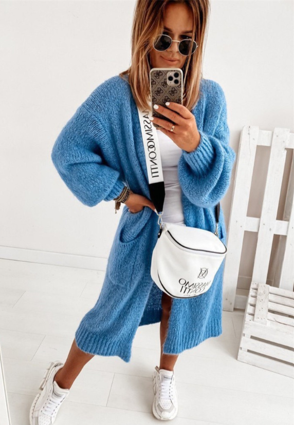 Gebreid lang vest met zakken dames oversized cardigan warm comfortabel winter herfst gezellig thuiskleding | Sansoti