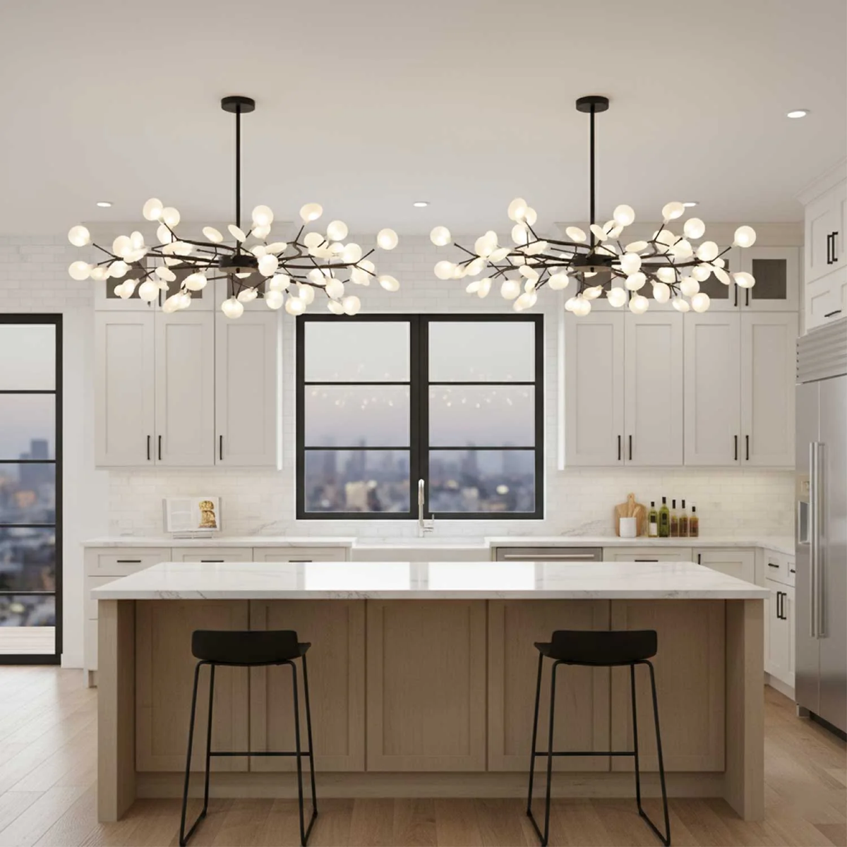 Firefly LED Chandelier G4 LED 3000K Black/White Dining Table Lighting Modern Design Ceiling Lamp Large Space | Sansoti