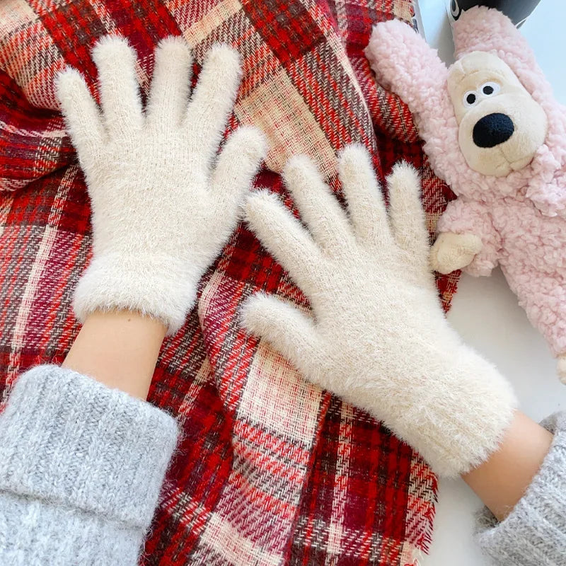 Warme Dameshandschoenen Fluweel Winter met Gevoerde Manchet Zachte Winterhandschoenen voor Buiten Elegant | Sansoti