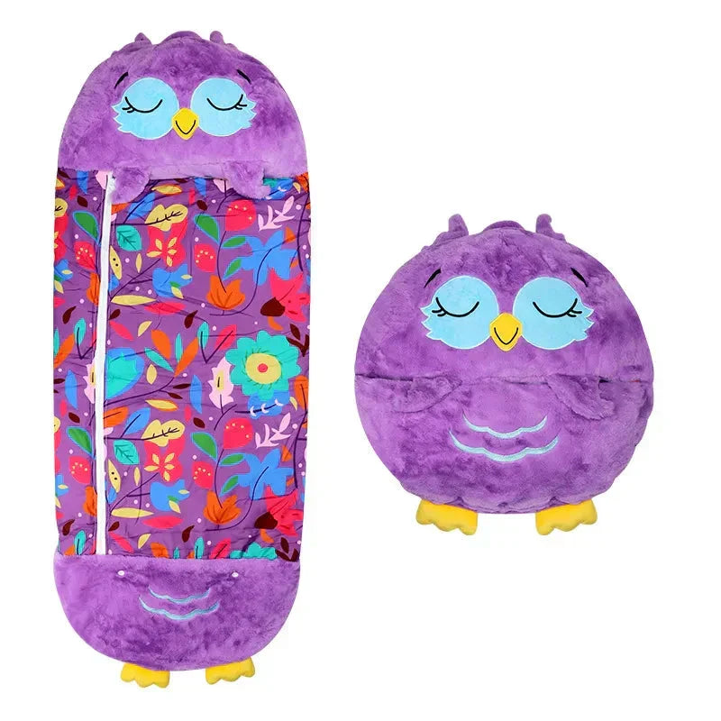 Plüsch-Kuschelschlafsack 2-in-1 für Kinder Reisen Übernachtungen Polyester 135-180cm Tiermotive Camping | Sansoti