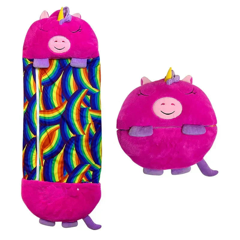 Plüsch-Kuschelschlafsack 2-in-1 für Kinder Reisen Übernachtungen Polyester 135-180cm Tiermotive Camping | Sansoti