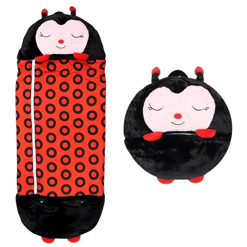 Plüsch-Kuschelschlafsack 2-in-1 für Kinder Reisen Übernachtungen Polyester 135-180cm Tiermotive Camping | Sansoti