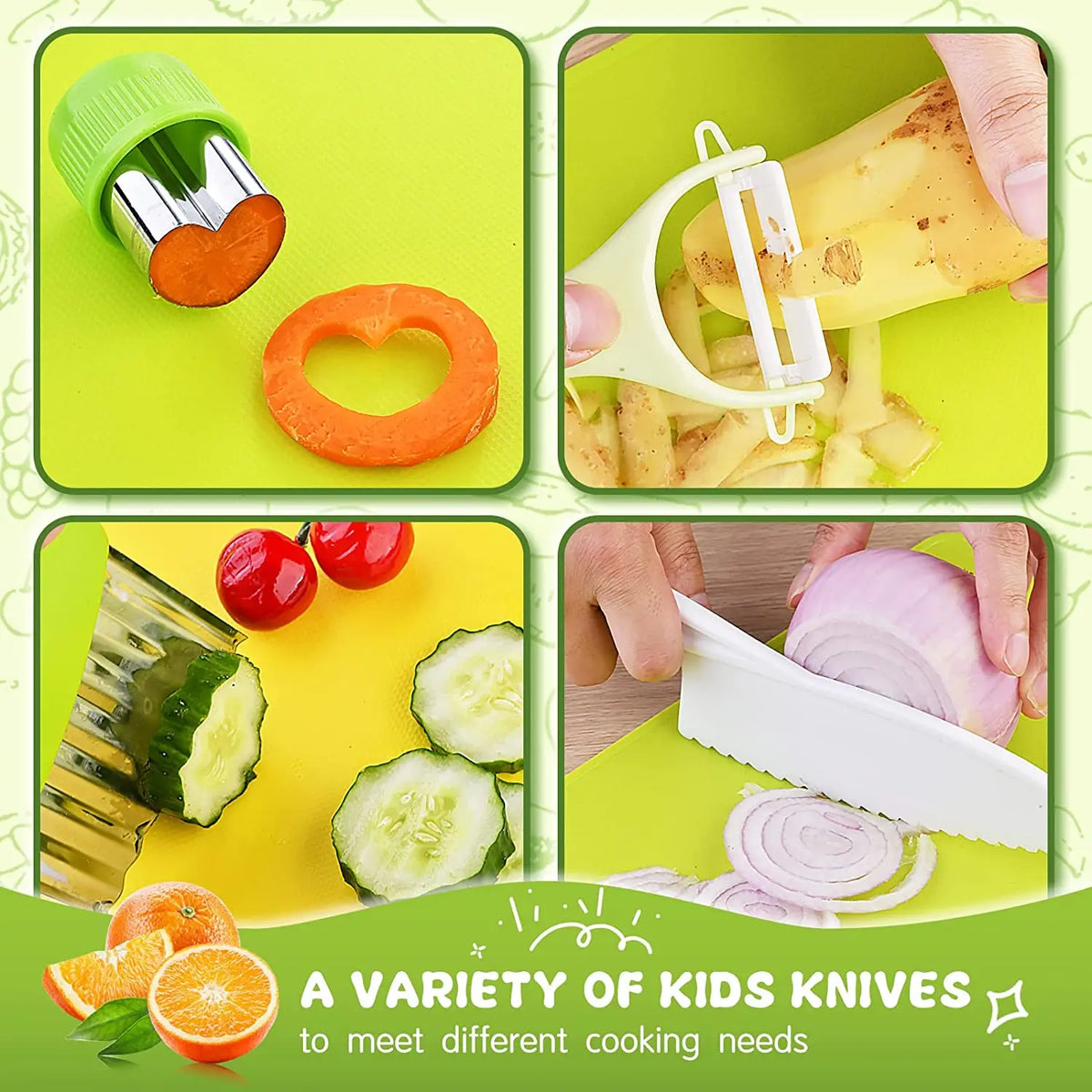Children's Kitchen Set With Safe Knives And Cutting Tools For Cooking Together | Sansoti
