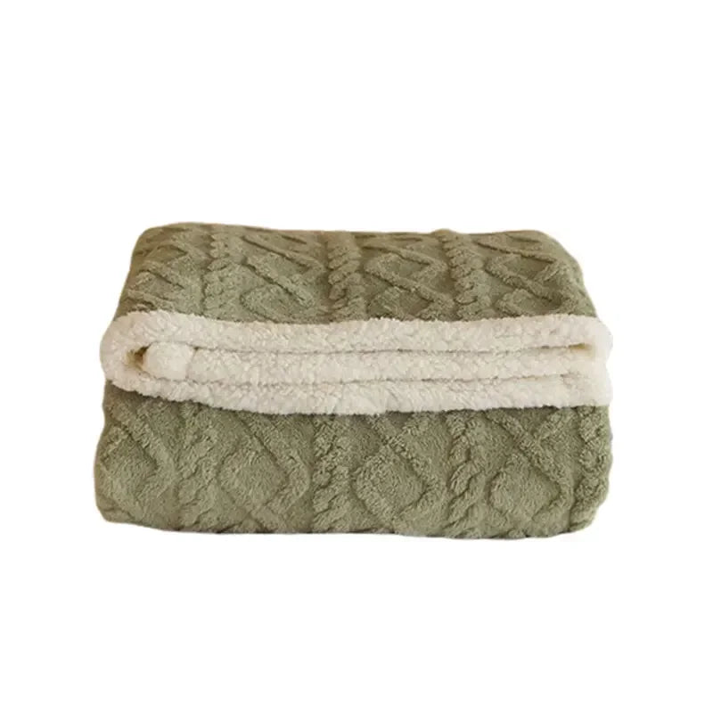 Thick Winter Blanket Double-Layer Fleece Lambswool Warm Throw Plaid Duvet Cozy Microfiber 70-230cm | Sansoti