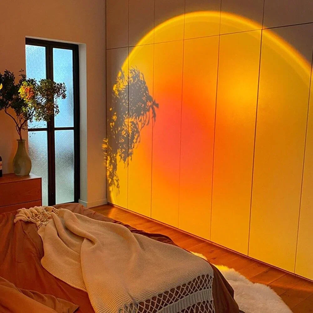 LED Sunset Lamp with 16 Color Modes and 360° Rotatable Head for Ambient Lighting | Sansoti