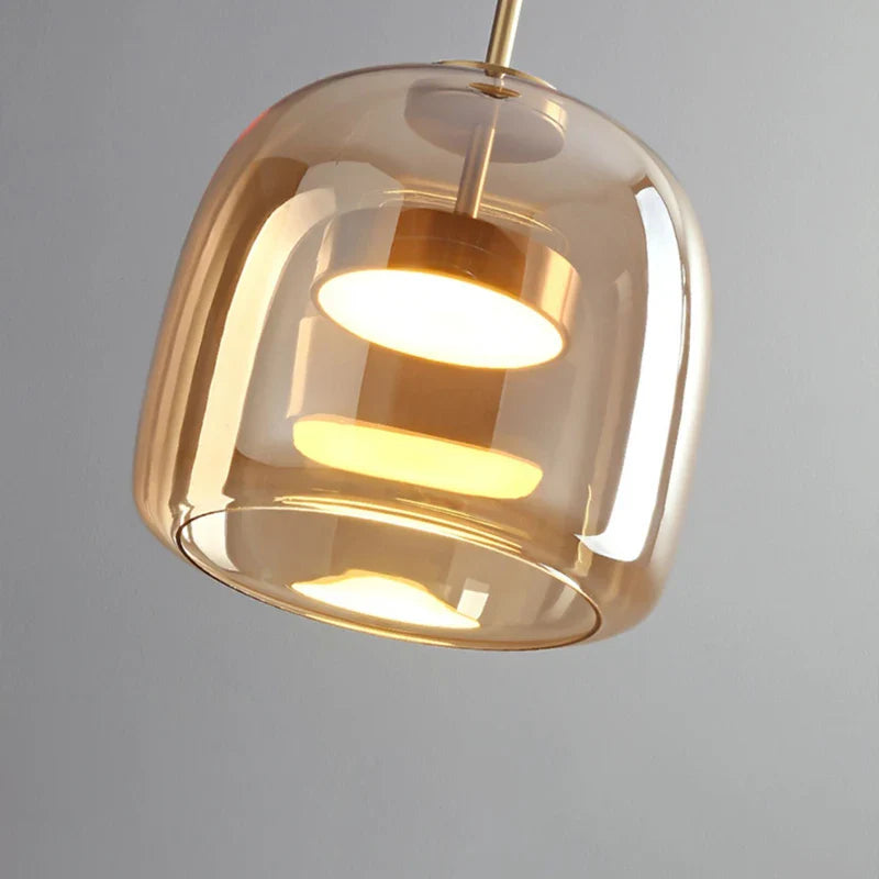 Lámpara colgante nórdica de vidrio LED, coñac y gris ahumado, estilo escandinavo | Sansoti