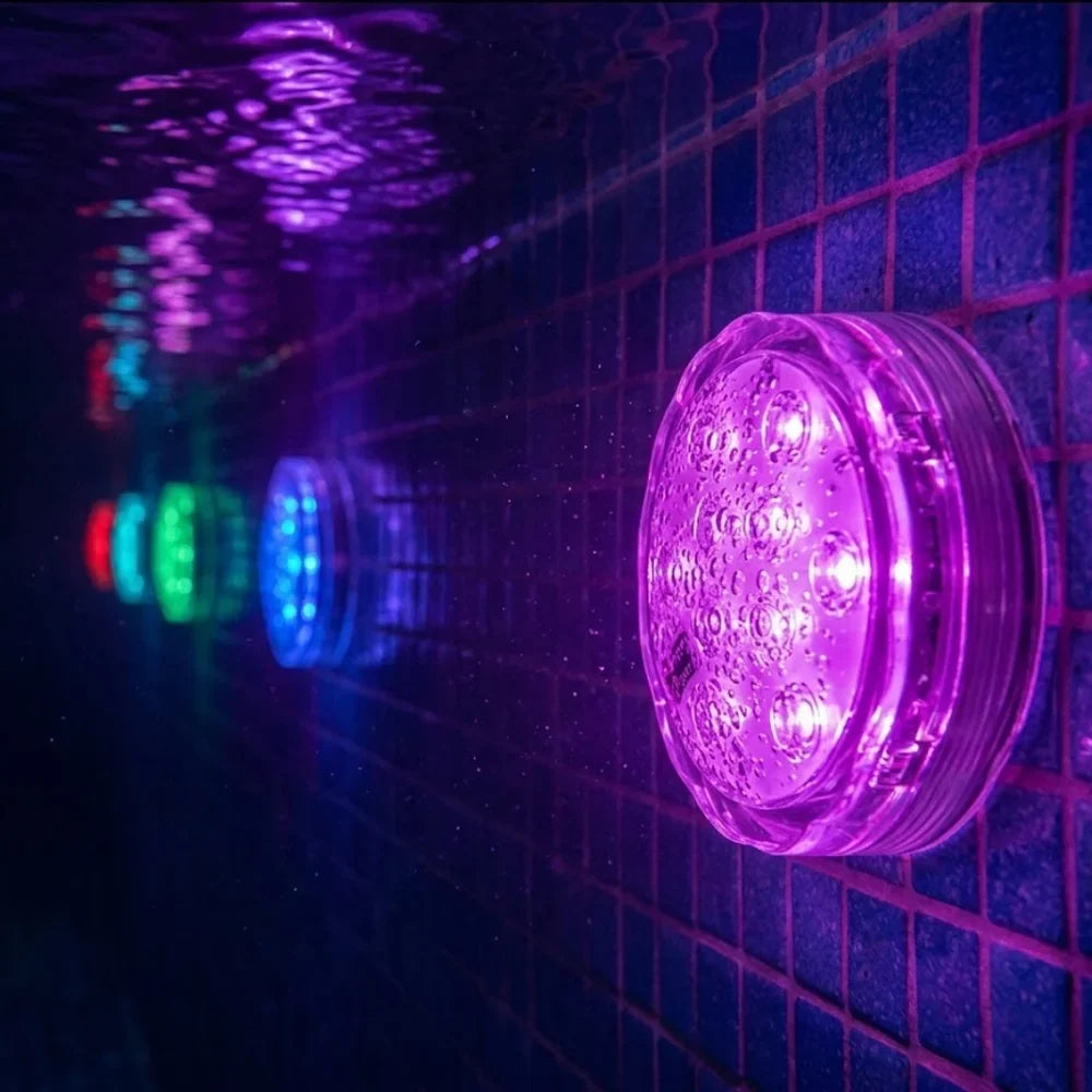 Underwater RGB LED Light in 10 Colors with Remote Control, Suction Cup for Pool, Pond, Aquarium, Decorative Lighting | Sansoti