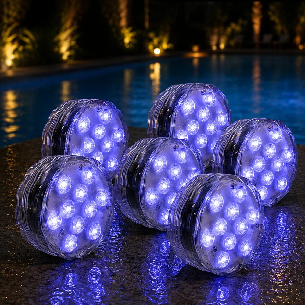 Underwater RGB LED Light in 10 Colors with Remote Control, Suction Cup for Pool, Pond, Aquarium, Decorative Lighting | Sansoti