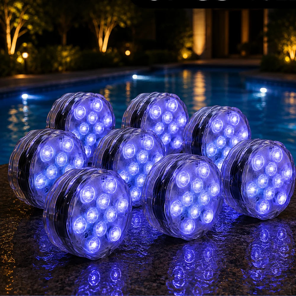 Underwater RGB LED Light in 10 Colors with Remote Control, Suction Cup for Pool, Pond, Aquarium, Decorative Lighting | Sansoti