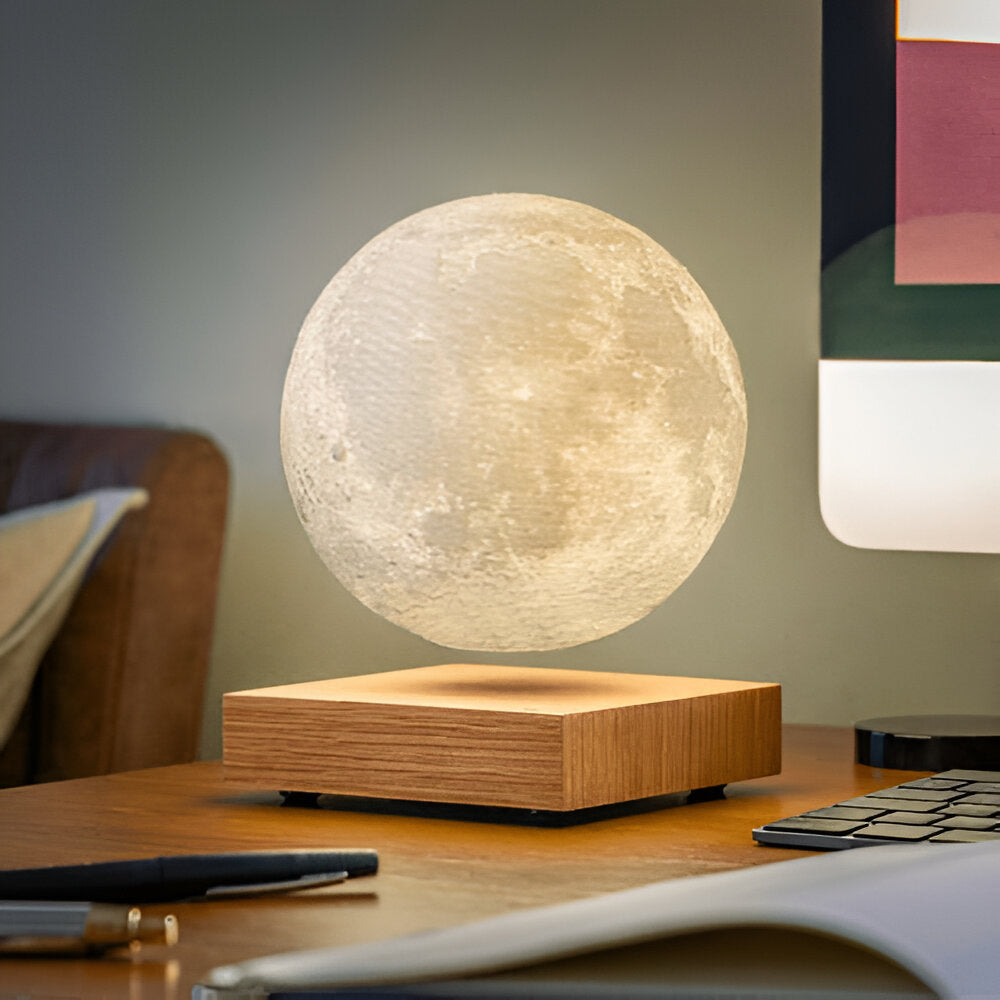 Unosząca się lampa księżycowa z magnetyczną technologią lewitacji – dekoracyjne oświetlenie LED, lampka nocna o ciepłej białej barwie z dotykowym sterowaniem do salonu i sypialni | Sansoti