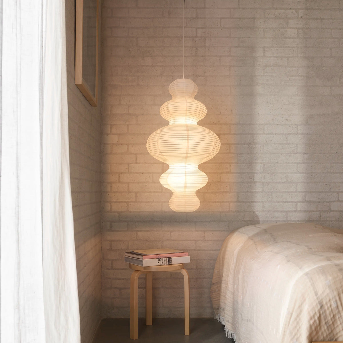 Mehrlagige Reispapier-Pendelleuchte, 45 cm, warmweißes Licht, für Esszimmer und Wohnzimmer, skandinavisches Design, verstellbar | Sansoti