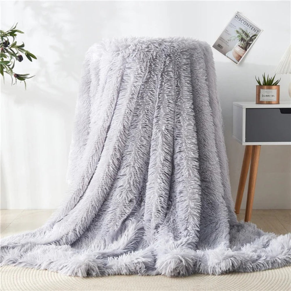 Fluweelzachte Nepbont Plaid Oversized Knuffelwarm Decoratief Deken Herfst Winter Lente Woonkamer Slaapkamer | Sansoti