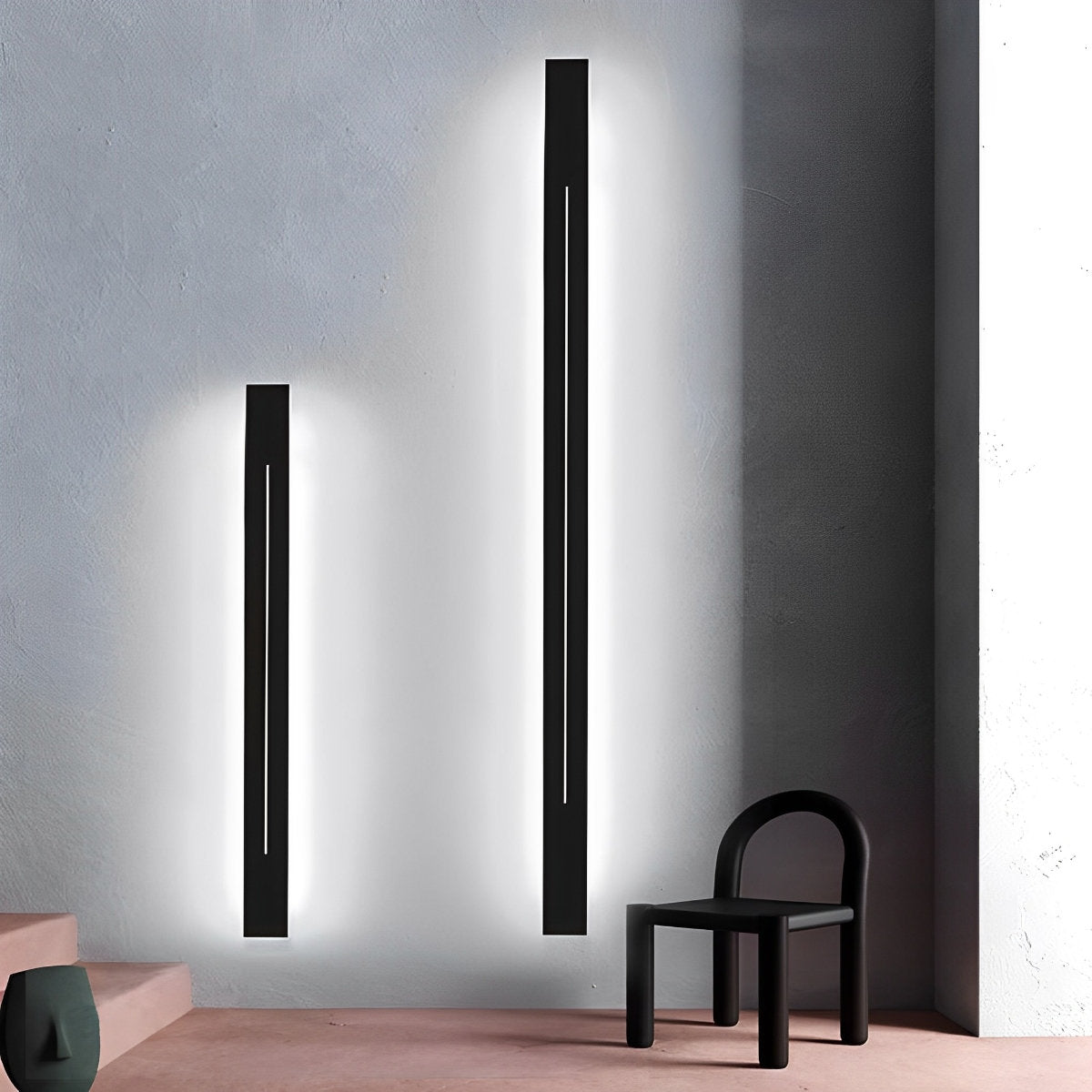 Wall Lamp LED Strip Black Iron Acrylic Living Room Bedroom Linear 60cm 80cm 100cm 120cm 3 Color Modes Minimalist Mirror Accent | Sansoti