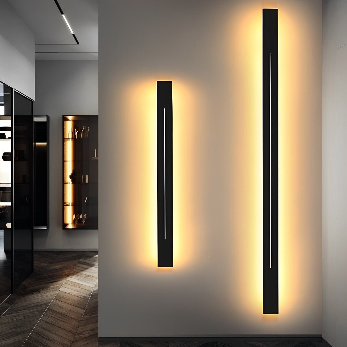 Wall Lamp LED Strip Black Iron Acrylic Living Room Bedroom Linear 60cm 80cm 100cm 120cm 3 Color Modes Minimalist Mirror Accent | Sansoti