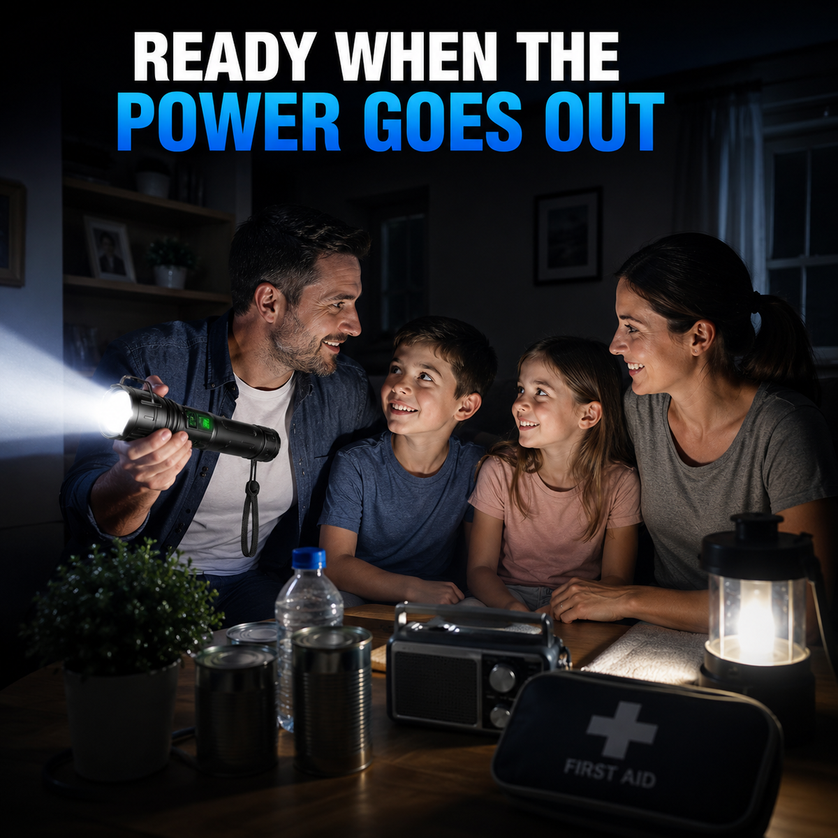 Tactical Flashlight with Rechargeable 5000mAh Battery - Powerful 100000 Lumen LED - Waterproof & Shockproof - With LCD Battery Indicator & Power Bank Function | Sansoti