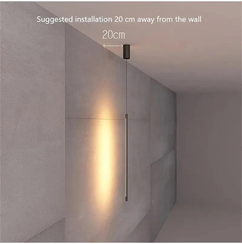Nowoczesna czarna aluminiowa lampa wisząca, minimalistyczny design, regulowany przewód | Sansoti