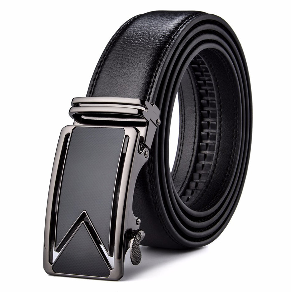 Ledergürtel für Herren aus hochwertigem Rindsleder, Schwarz, wasserbeständig, kratzfest, langlebig, lässiges Accessoire zum Verschließen von Hosen | Sansoti