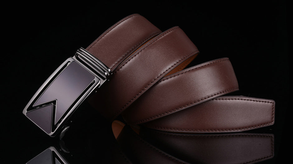 Herren-Ledergürtel aus Vollleder, eleganter Gürtel in Kaffeebraun mit klassischer Schnalle, für Alltag und Business | Sansoti