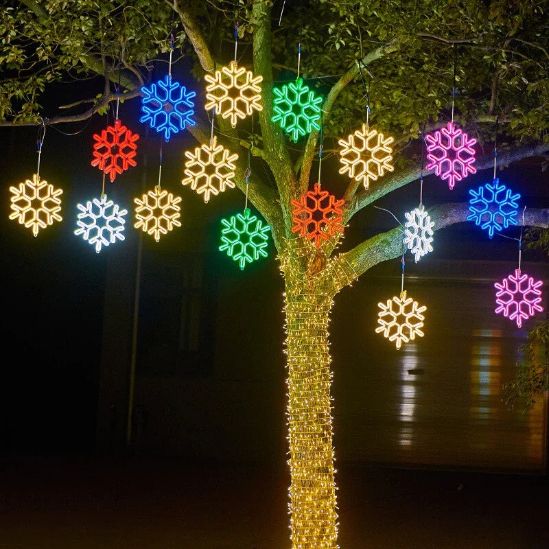LED Sneeuwvlok Hangverlichting Buiten Warmwit Kerstverlichting Balkon Tuin Terras Decoratief Sfeervol Winter | Sansoti