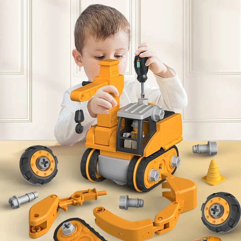 Set de véhicules de chantier avec outils, jouet éducatif d’assemblage, développement de la motricité et jeu créatif dès 4 ans | Sansoti