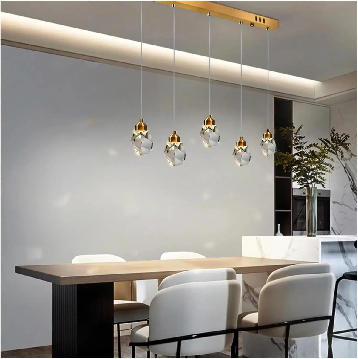 Faceted Crystal Pendant Light - Scandinavian Design for Dining Room Bedroom Living Room Interior Lighting | Sansoti