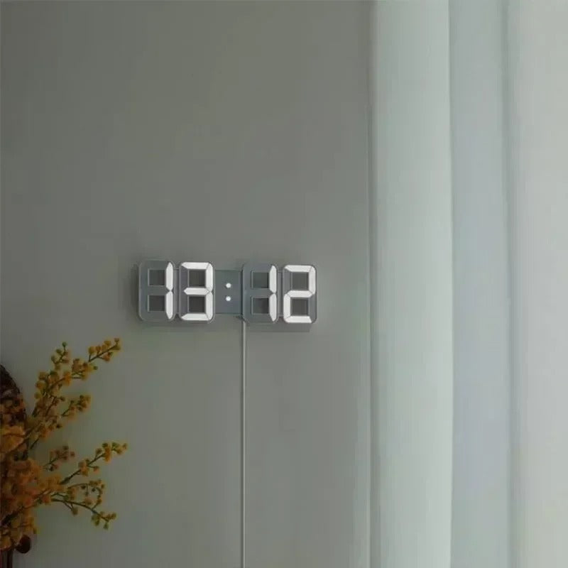 Digital 3D LED Wall Clock Desk Clock with Timer Brightness Control Floating Numbers White Black Modern Design | Sansoti
