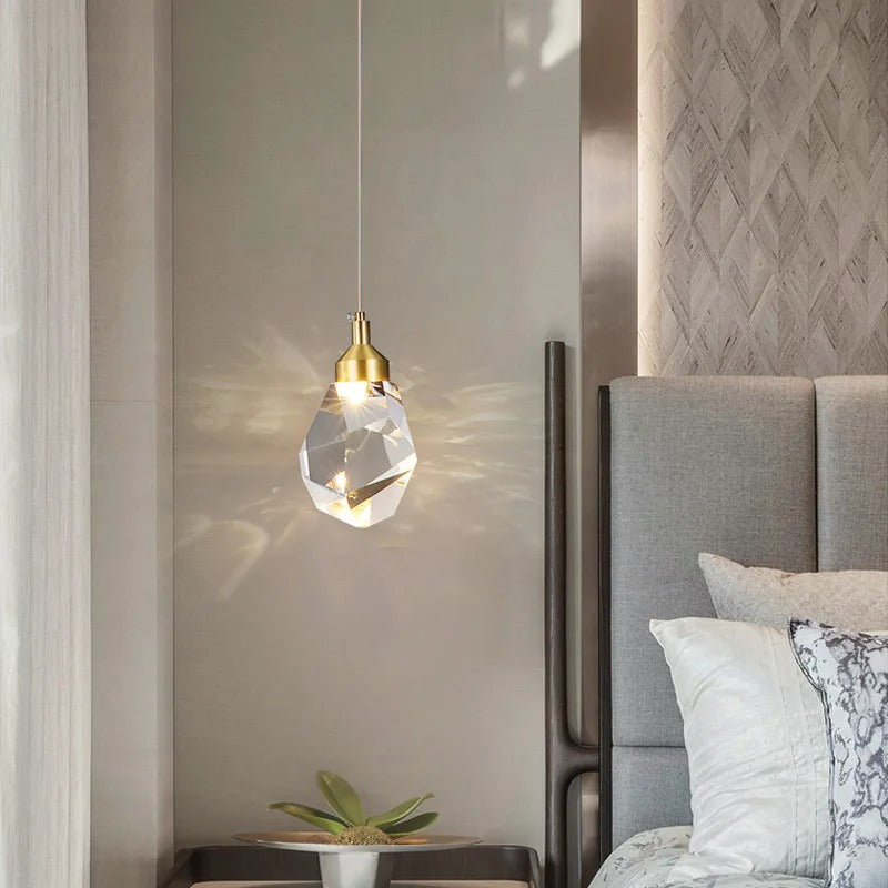Faceted Crystal Pendant Light - Scandinavian Design for Dining Room Bedroom Living Room Interior Lighting | Sansoti