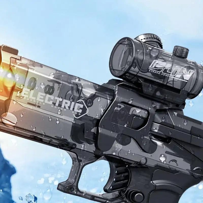 Pistolet à eau électrique bleu et noir avec éclairage LED capacité 500ml pour piscine et plage | Sansoti
