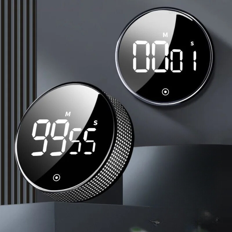 Digitaler Küchentimer mit LED-Display und Magnet – Dreh-Timer für die Küche – Alarm bis 90 dB – 3 Klangstufen | Sansoti