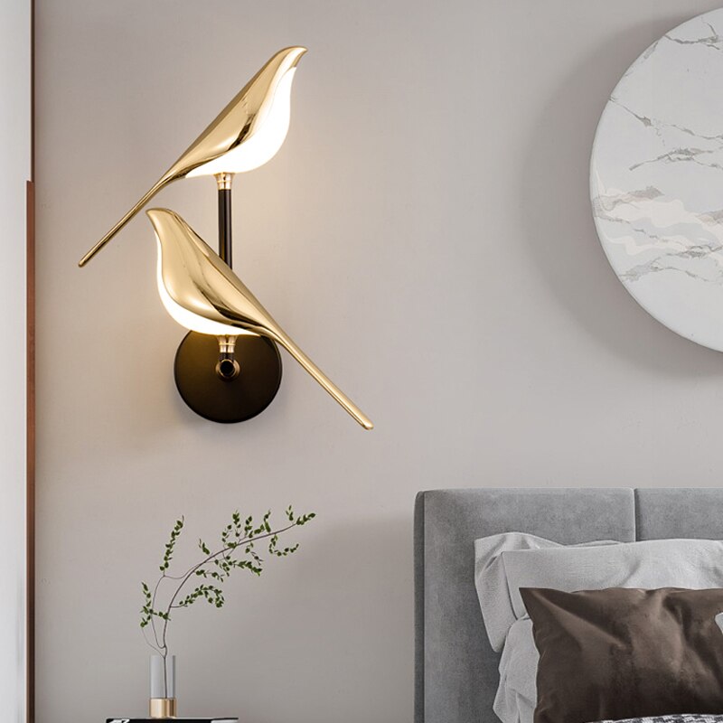 Aplique con diseño de pájaro, LED, magnético, giratorio, luz cálida, neutra y fría, salón, decorativo | Sansoti
