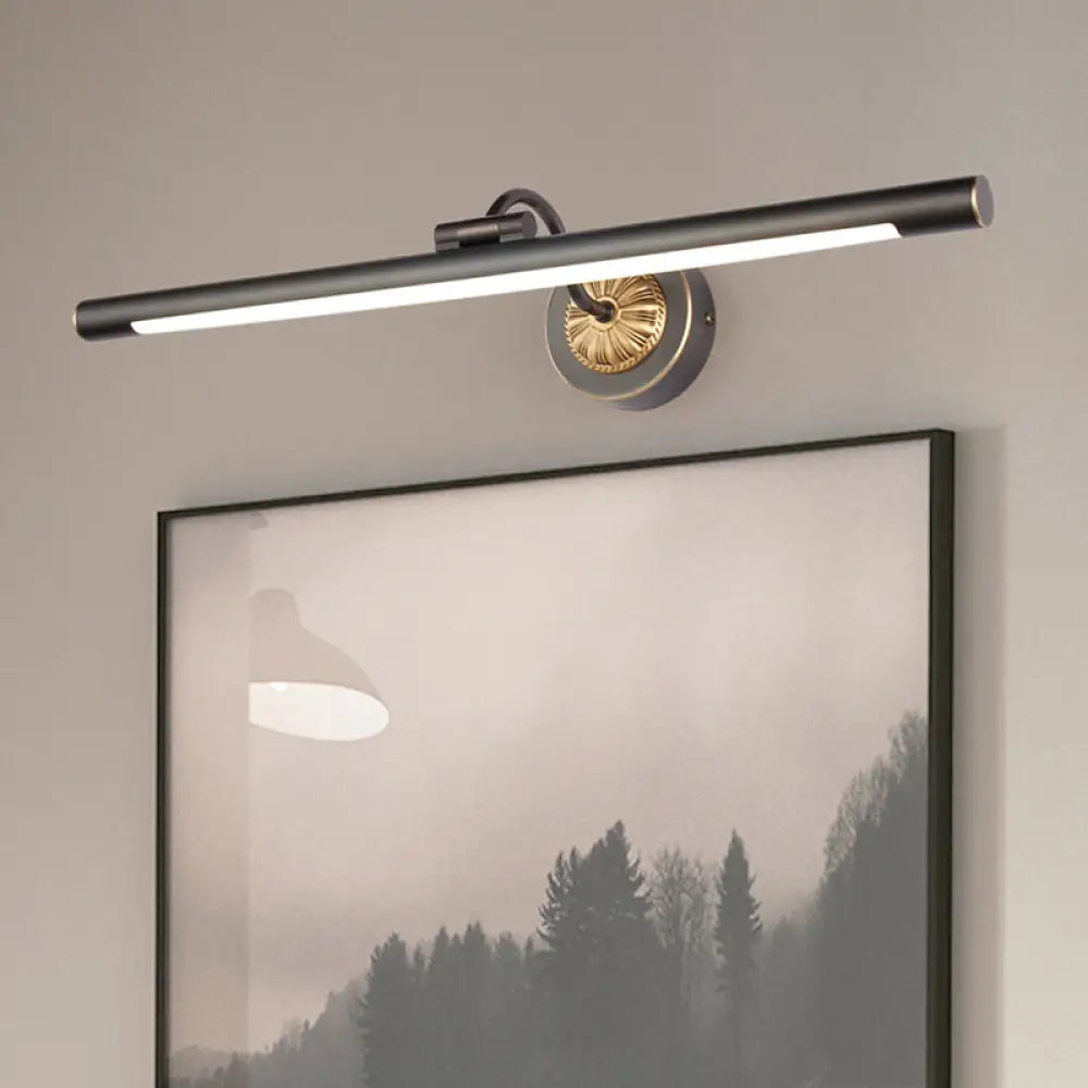 Adjustable LED Wall Light with Swivel Arm, Metal, for Bathroom Mirror Lighting, Black and Bronze, 17–30 cm, Modern | Sansoti