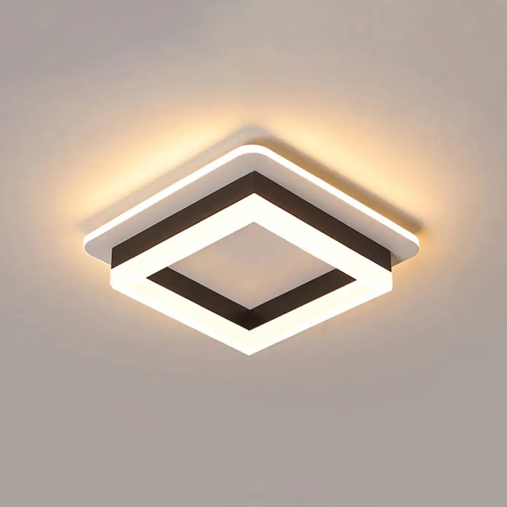 LED Plafondlamp Metaal met Acryl Diffuser Rond Vierkant Zwart Wit Dimbaar Modern Design voor Gang Hal Slaapkamer | Sansoti