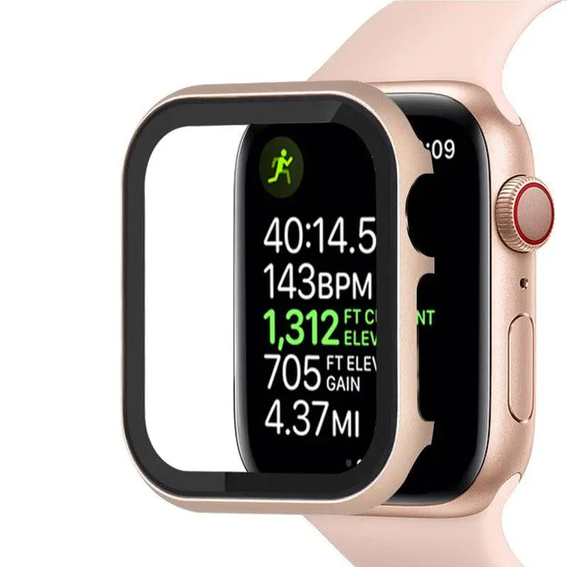 Stainless Steel Protective Case with Tempered Glass for Apple Watch 44mm 40mm 42mm 38mm Smartwatch Accessory | Sansoti