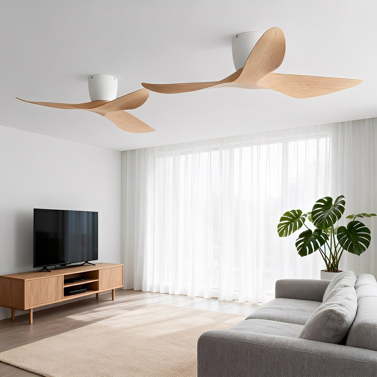 Plafondventilator 6 Snelheden Omkeerbaar DC Motor Stil 38-48 cm Modern Minimalistisch Design Zonder Licht | Sansoti