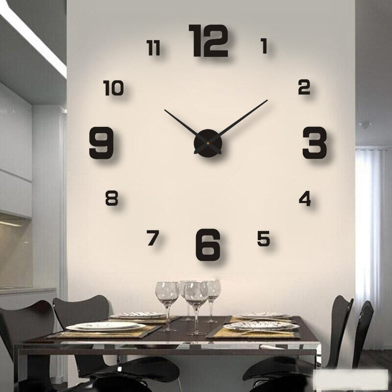 Large XXL Wall Clock Black Quartz Modern Design 60-130cm Decorative Living Room Kitchen Office Interior | Sansoti