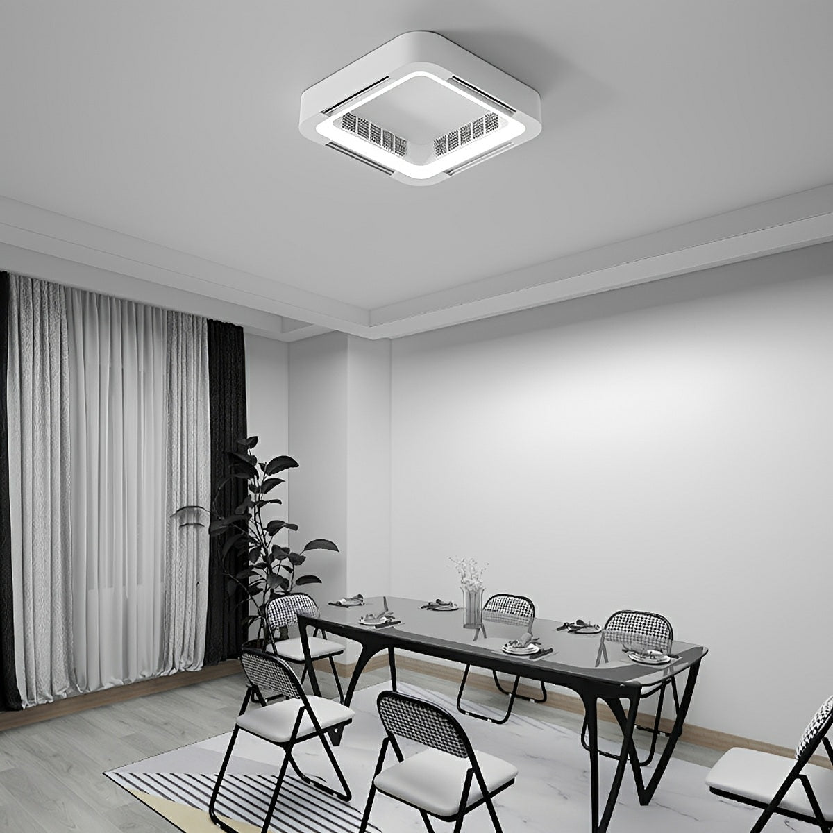 LED Plafondlamp met Ventilator Dimbaar 45W 4500lm Afstandsbediening Wit Modern Minimalistisch Woonkamer | Sansoti