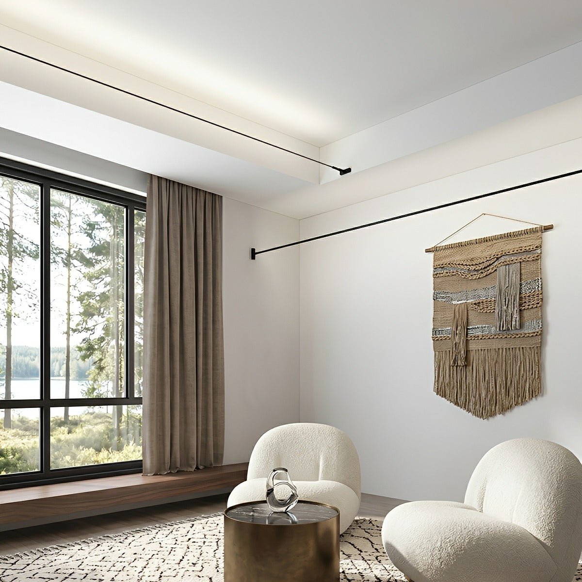 Draaibare LED-strip lineaire plafondverlichting dimbaar met afstandsbediening zwart wit voor woonkamer | Sansoti