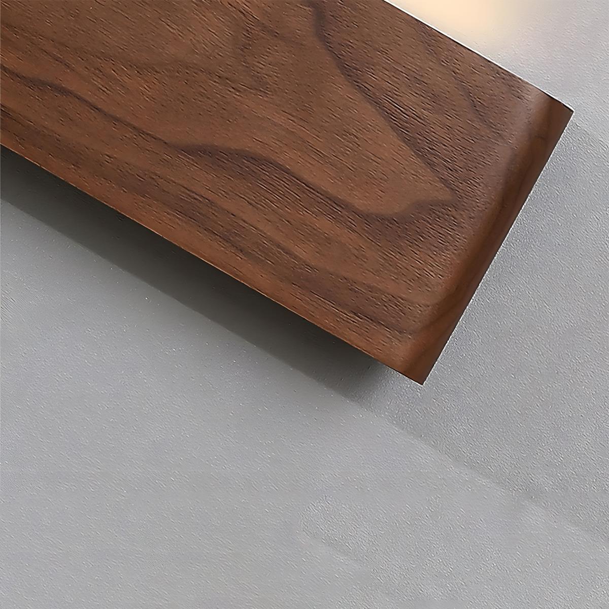Houten Wandlamp LED Rechthoekig Notenhout Dimbaar 3 Standen Modern Scandinavisch Design Slaapkamer Woonkamer | Sansoti