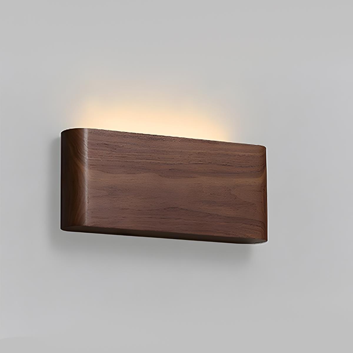 Wandleuchte Holz Walnuss LED 6W Innen Wohnzimmer Schlafzimmer Rechteck Dimmbar Wandleuchte Japandi Interieur Stimmungslicht | Sansoti
