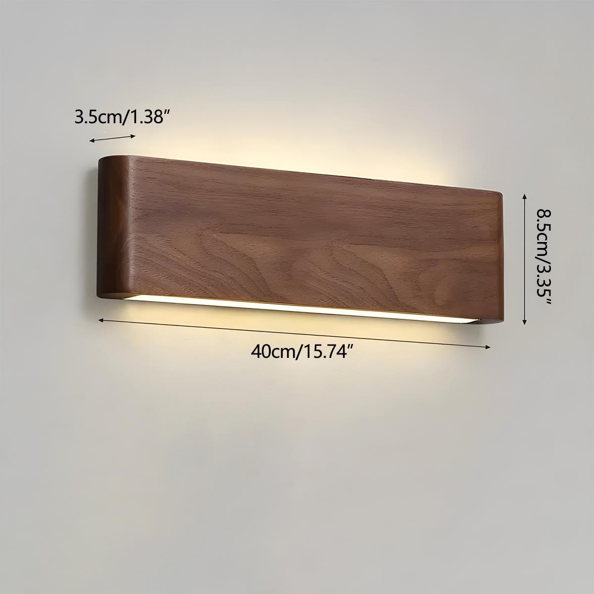 Houten Wandlamp LED Rechthoekig Notenhout Dimbaar 3 Standen Modern Scandinavisch Design Slaapkamer Woonkamer | Sansoti