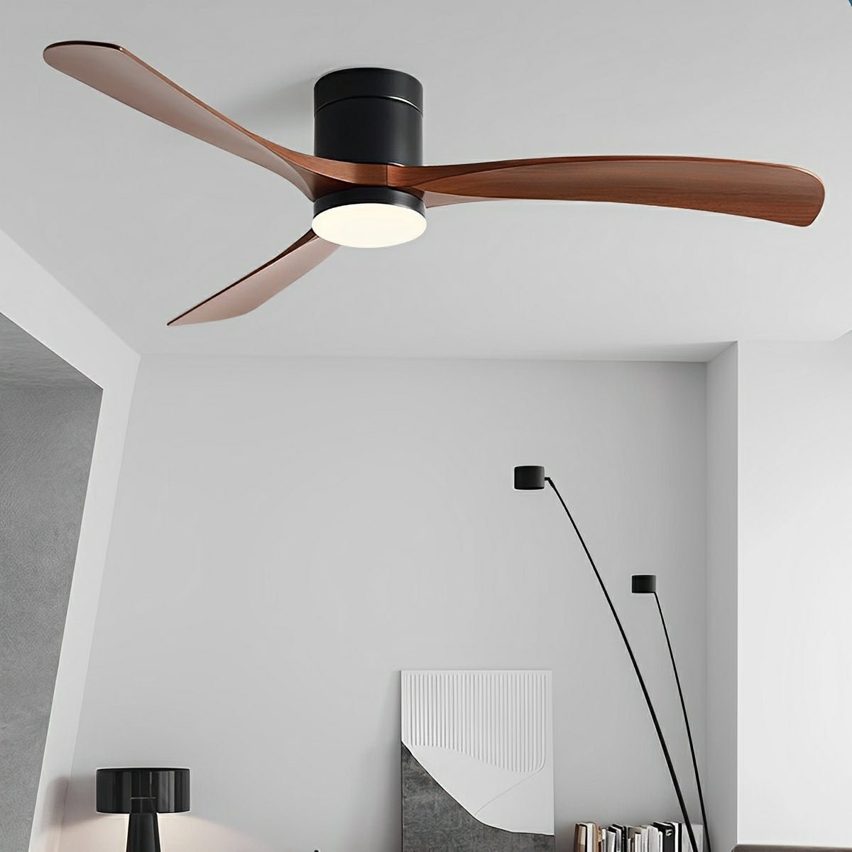 Deckenventilator mit Beleuchtung, 6 Geschwindigkeitsstufen, Gleichstrommotor, 3 Lichtfarben, leiser Luftstrom, modernes Interieur | Sansoti