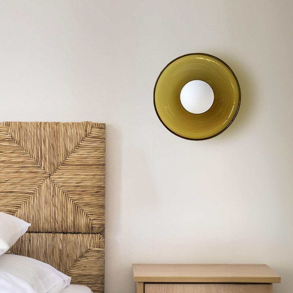 Plafonnière Glas Schijf Mat ∅25 en ∅35 cm Wit Groen Geel G9 Metaal Woonkamer Overloop | Sansoti