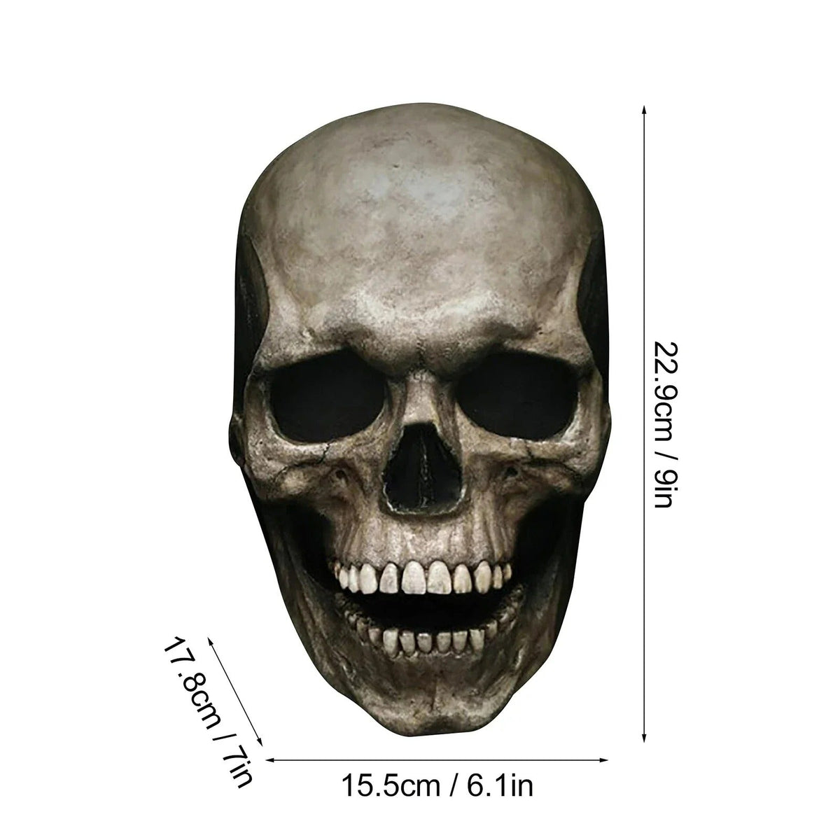 Moving Skull Mask with Movable Jaw - Halloween Full-Head Skeleton Horror Costume Decoration | Sansoti