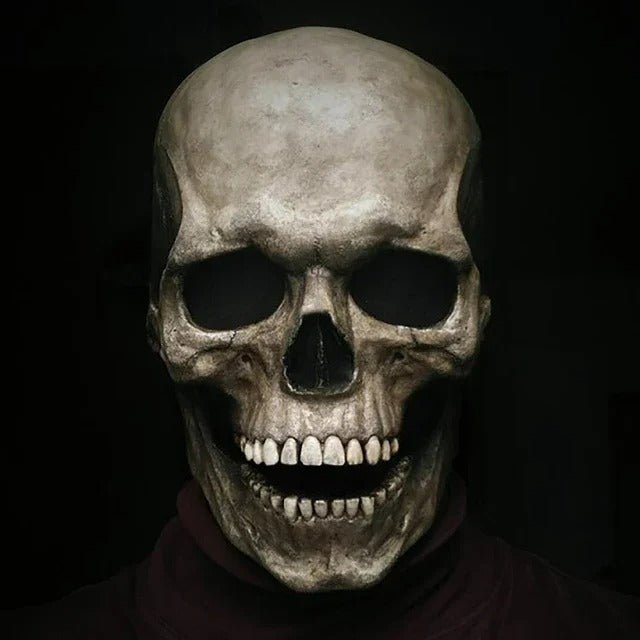 Moving Skull Mask with Movable Jaw - Halloween Full-Head Skeleton Horror Costume Decoration | Sansoti