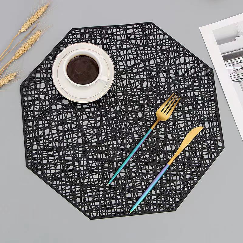Set de table rond avec découpe motif nébuleuse or rose noir décoration de table élégante 38 cm diamètre PVC antidérapant pour table à manger dîner | Sansoti